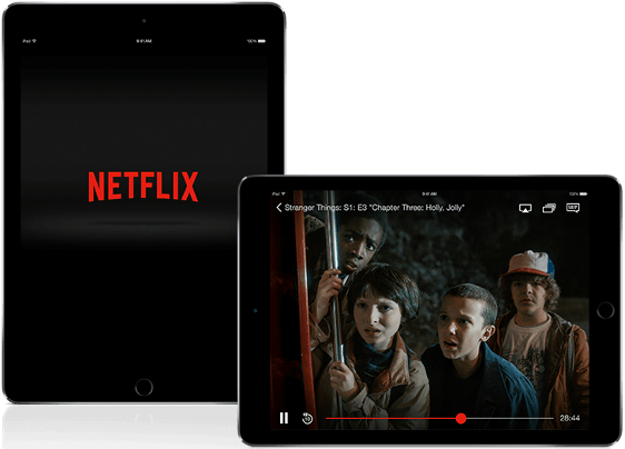 Two iPads displaying Netflix.